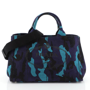 Prada Canapa Convertible Tote Printed Canvas Medium