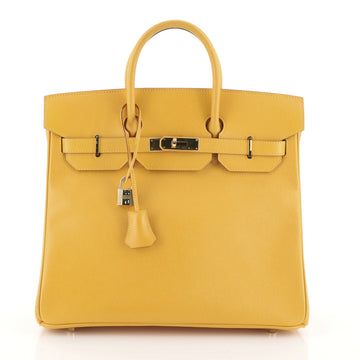 Hermes HAC Birkin Bag Yellow Courchevel with Gold Hardware 32