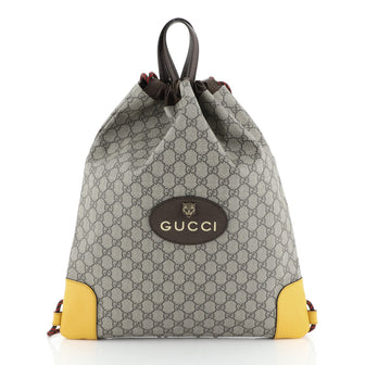 Gucci Animalier Drawstring Backpack GG Coated Canvas Large