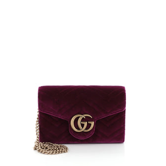 Gucci GG Marmont Chain Wallet Matelasse Velvet Mini