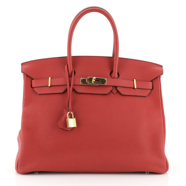 Hermes Rouge Vif Clemence Leather Birkin Bag