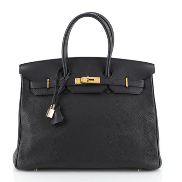 Hermes Birkin Handbag Black Togo with Gold Hardware 35