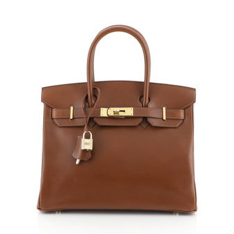 Hermes Birkin Handbag Brown Box Calf with Gold Hardware 30