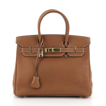 Hermes Birkin Handbag Brown Togo with Gold Hardware 30