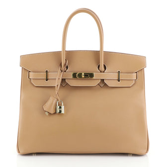 Hermes Birkin Handbag Brown Courchevel with Gold Hardware 35