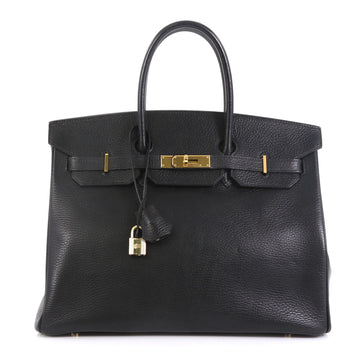 Hermes Birkin Handbag Black Ardennes with Gold Hardware 35