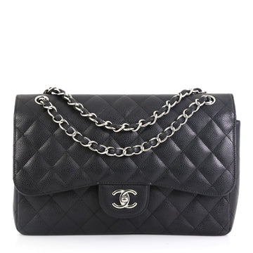 Chanel Classic Double Flap Bag Quilted Caviar Jumbo