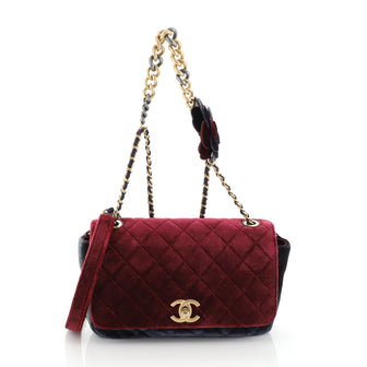 Chanel Private Affair Camellia Flap Bag Quilted Velvet Medium