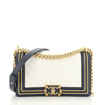 Chanel Boy Flap Bag Chevron Calfskin with Braided Detail Old Medium
