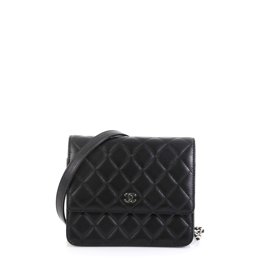 Chanel Square Wallet on Chain Quilted Lambskin Black 4653271