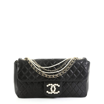 Chanel Westminster Pearl Chain Flap Bag Quilted Lambskin Medium