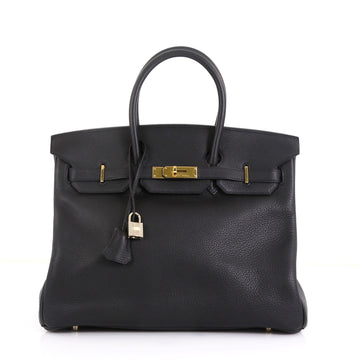 Hermes Birkin Handbag Black Togo with Gold Hardware 35