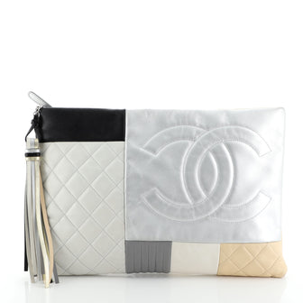 O Case Clutch Colorblock Quilted Leather Large