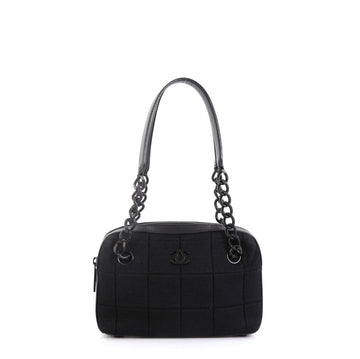 Chanel Vintage Chocolate Bar CC Zip Around Shoulder Bag Quilted Jersey Medium