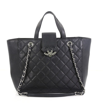 Chanel CC Box Shopping Tote Quilted Caviar Small