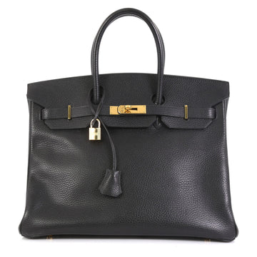Hermes Birkin Handbag Black Ardennes with Gold Hardware 35