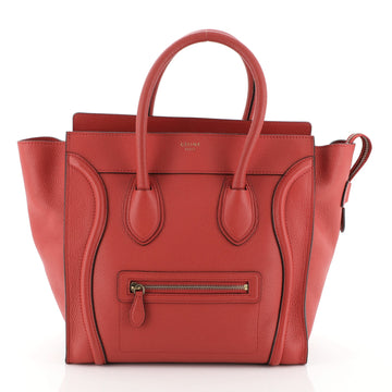 Celine Luggage Handbag Grainy Leather Mini