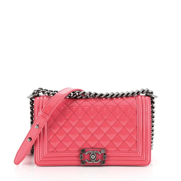 Chanel Boy Flap Bag Quilted Patent Old Medium
