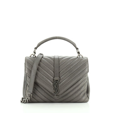 Saint Laurent Classic Monogram College Bag Matelasse Chevron Leather Medium