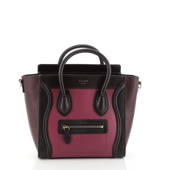 Celine Tricolor Luggage Handbag Leather Nano
