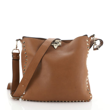 Valentino Rockstud Flip Lock Messenger Bag Leather Medium