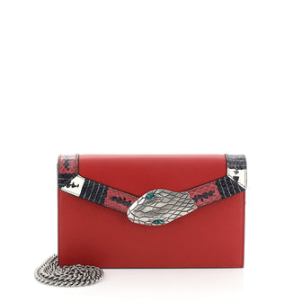 Gucci Lilith Flap Shoulder Bag Leather with Snakeskin Small