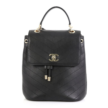 Chanel CC Top Handle Flap Backpack Chevron Calfskin Medium