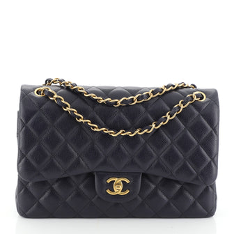 Chanel Classic Double Flap Bag Quilted Caviar Jumbo