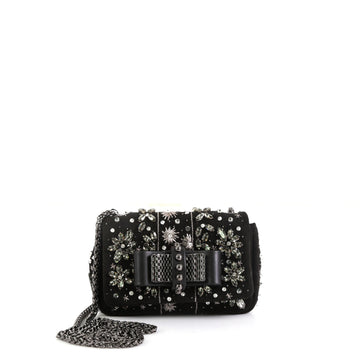 Christian Louboutin Sweet Charity Crossbody Bag Embellished Suede Mini