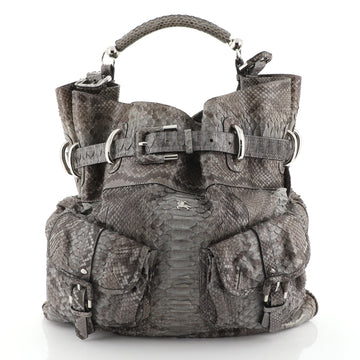 Burberry Double Pocket Hobo Python Large