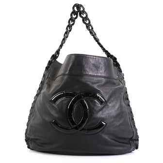 Resin Modern Chain Hobo Calfskin Large