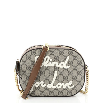 Gucci Chain Crossbody Bag Embroidered GG Coated Canvas Mini