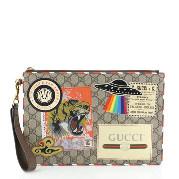 Gucci Courrier Pouch GG Coated Canvas with Applique 