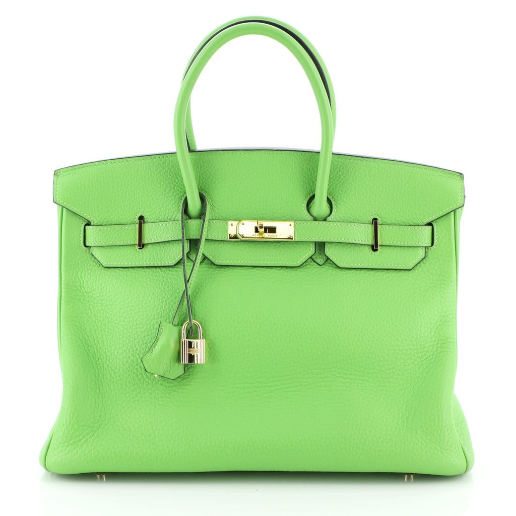 HERMES Handbag Bolide 35 Vogarribar green green 〇XCarved seal Women Us –