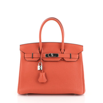 Hermes Birkin Handbag Red Togo with Palladium Hardware 30