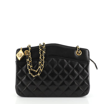 Chanel Vintage Zip Chain Shoulder Bag Quilted Leather Medium
