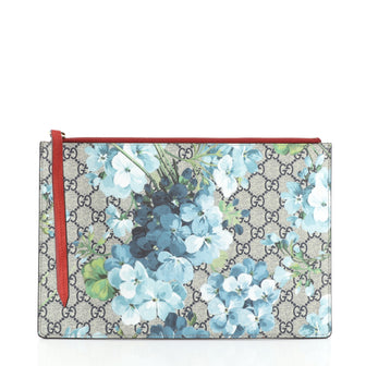 Gucci Zipped Pouch Blooms Print GG Coated Canvas Large