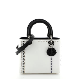 Christian Dior Lady Dior Handbag Embellished Leather Medium