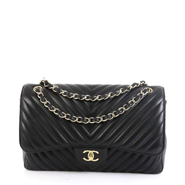 Chanel Classic Double Flap Bag Chevron Lambskin Jumbo