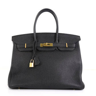 Hermes Birkin Handbag Black Togo with Gold Hardware 35