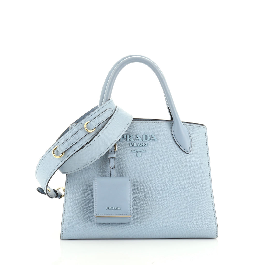 Prada Monochrome Tote Saffiano Leather with City Calfskin Small at 1stDibs