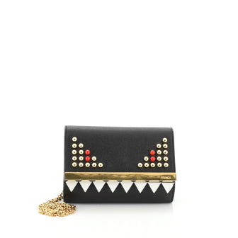 Fendi Monster Wallet on Chain Studded Leather 