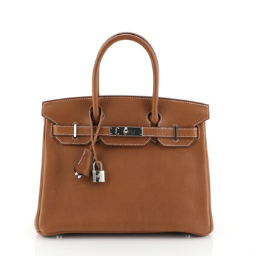 Hermes Birkin Handbag Brown Barenia Faubourg with Palladium Hardware 30