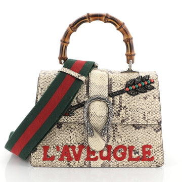 Gucci Dionysus Bamboo Top Handle Bag Embroidered Python Medium