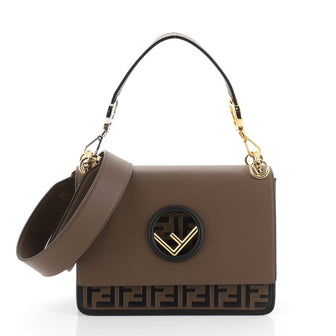 Fendi Kan I F Shoulder Bag Leather with Zucca Embossed Detail Medium