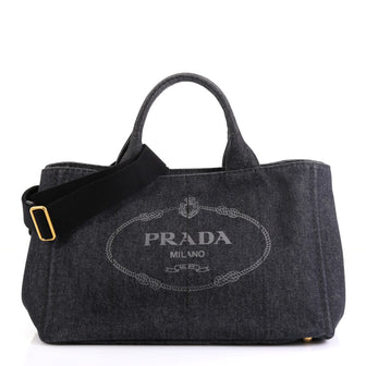 Prada Canapa Convertible Tote Denim Medium