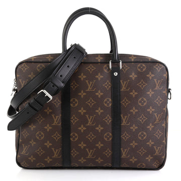 Louis Vuitton Porte-Documents Voyage Briefcase Macassar Monogram Canvas PM