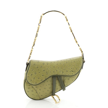 Christian Dior Vintage Saddle Bag Ostrich Medium