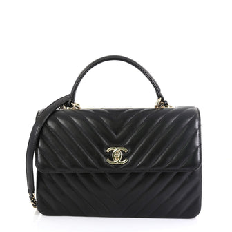 Chanel Trendy CC Top Handle Bag Chevron Lambskin Medium