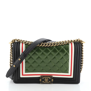 Chanel Crest Boy Flap Bag Quilted Lambskin New Medium